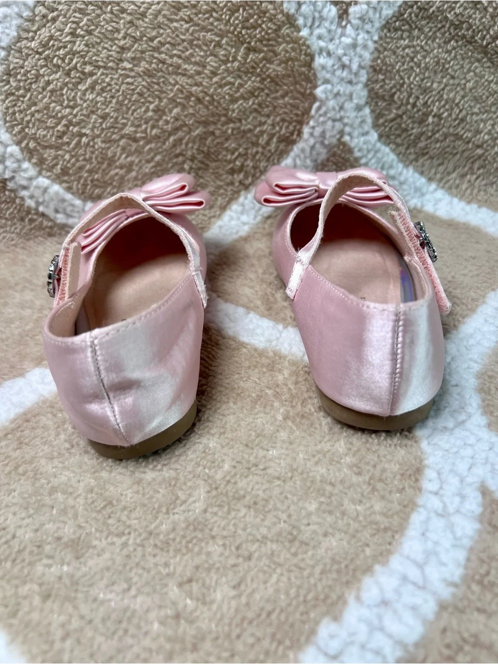 cupcakes & cashmere Girls Pink Satin Bow Mary Jane Shoes